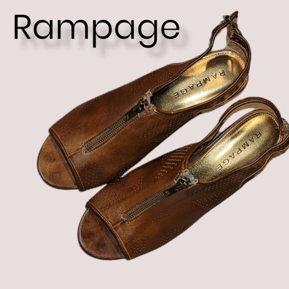 Rampage Brown Wedge Heels wit Zipper Size 10 - Picture 6 of 7